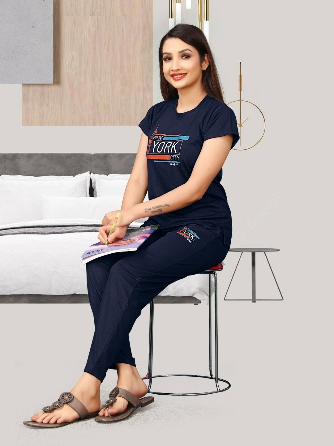Women Navy Blue Always New Comfort Night Suit Collection