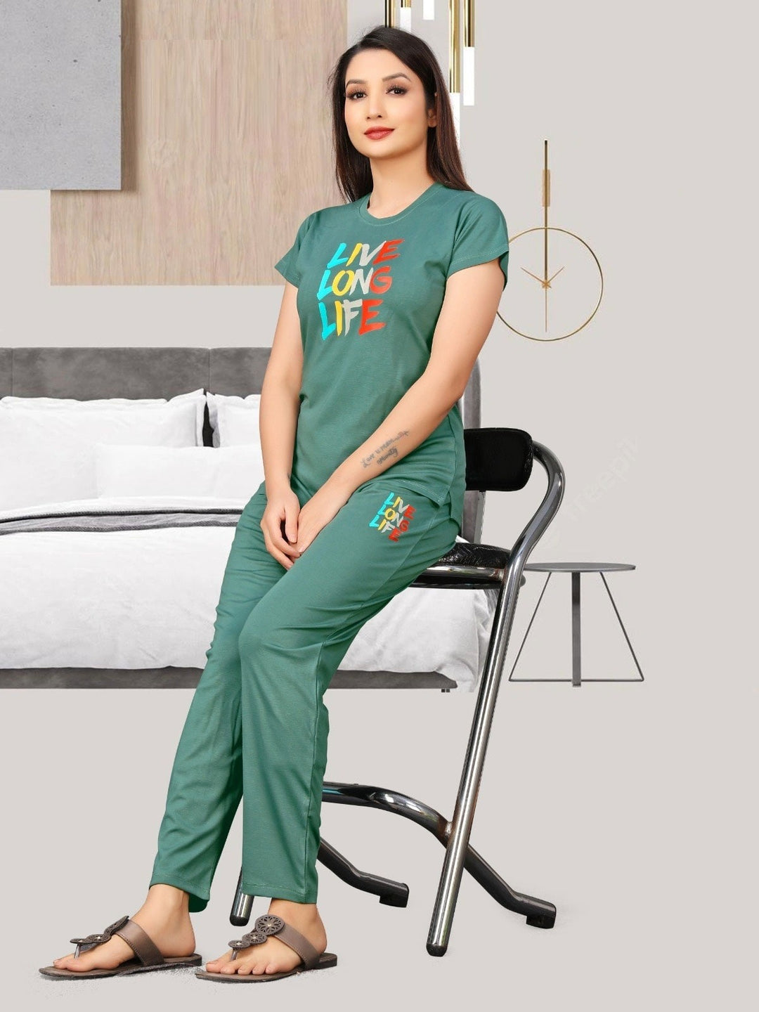 Women Green Always New Comfort Night Suits Collection