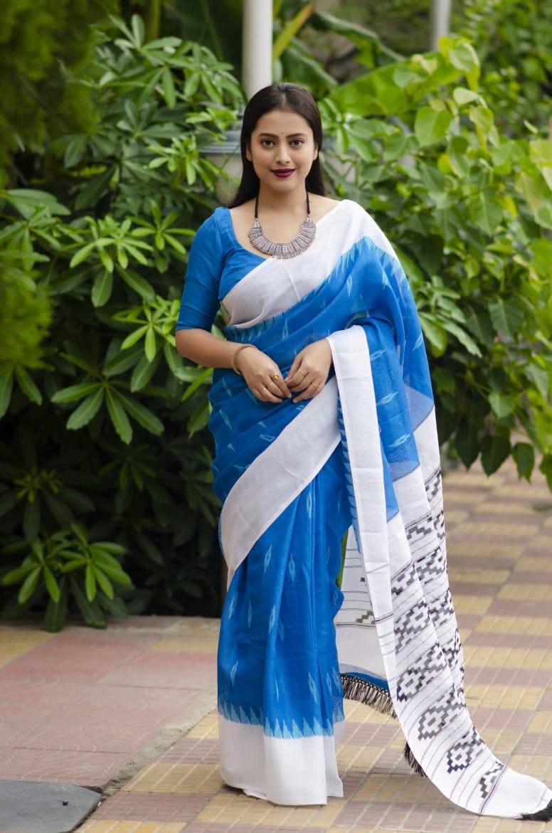 New Design Launch Saree With All Over Digital Print And zari patta borders