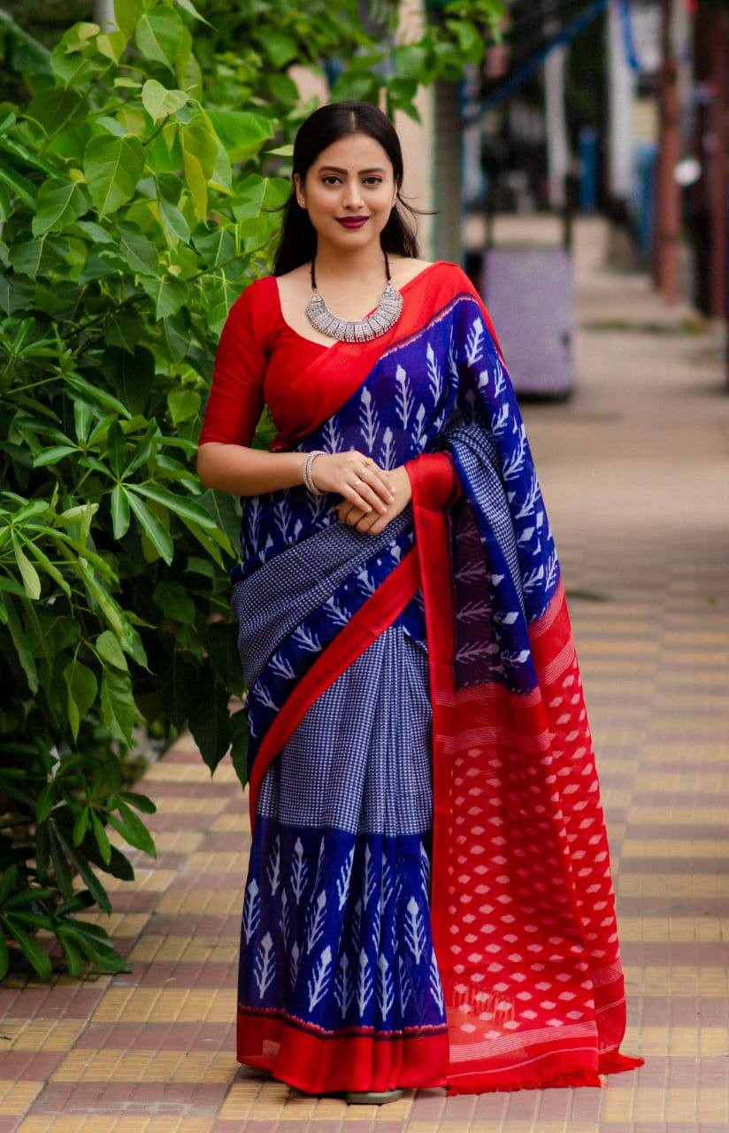 New Design Launch Saree With All Over Digital Print And zari patta borders