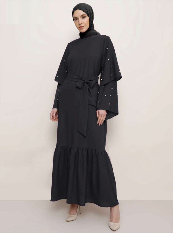 Dark Grey Imported Nida Stylish Abaya Burqa