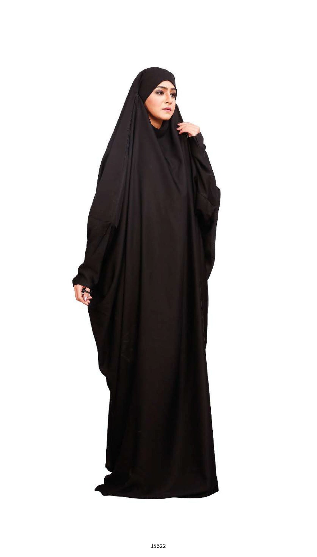Black Plain Qatari Nida Long Flair Burqa