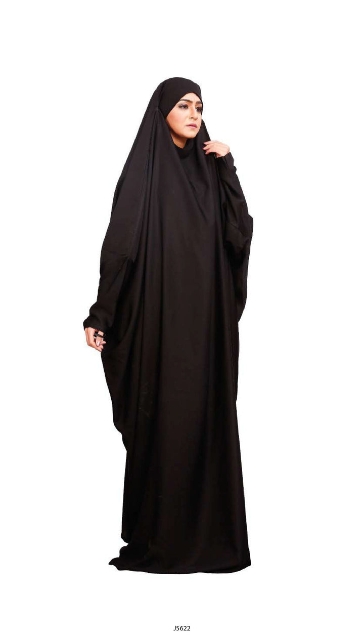 Black Plain Qatari Nida Long Flair Burqa