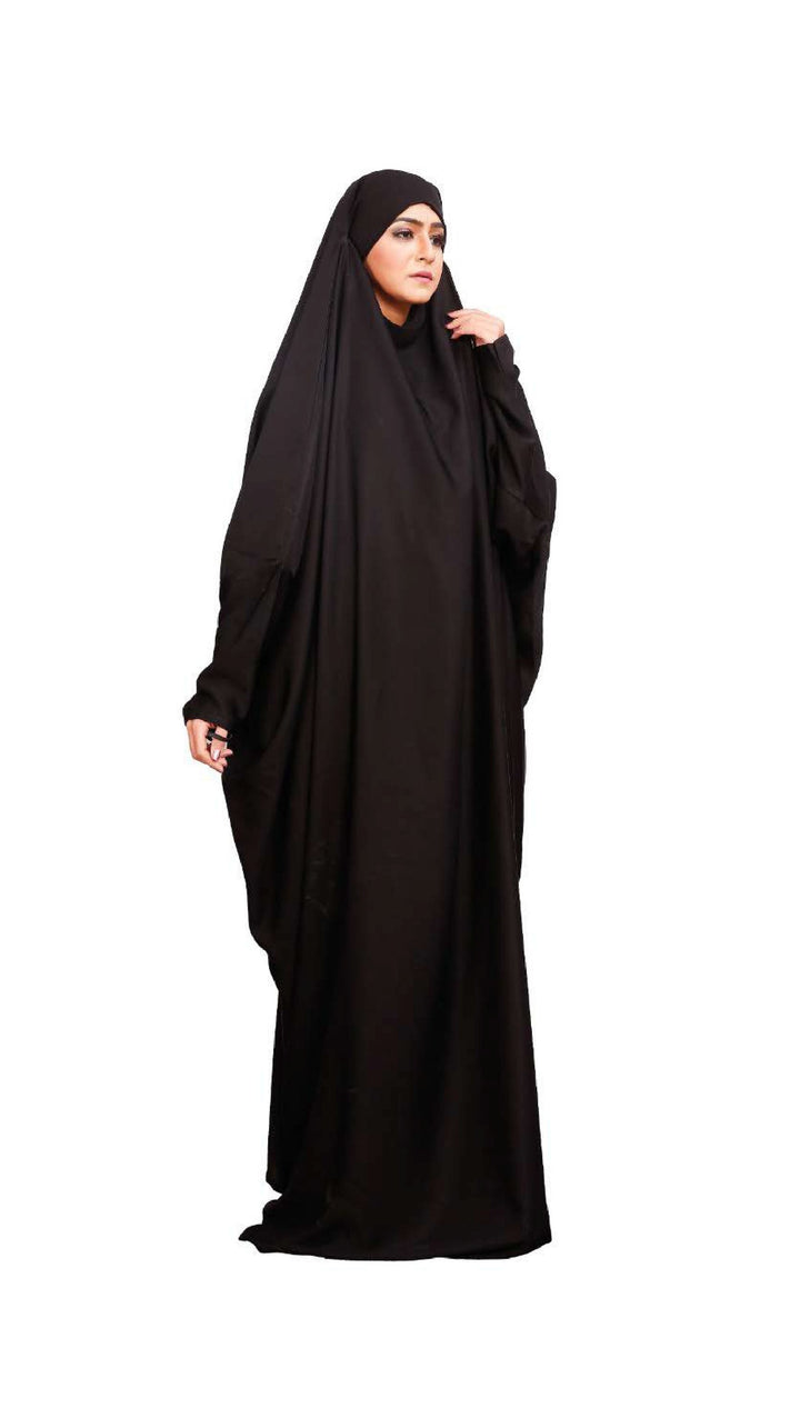 Black Plain Qatari Nida Long Flair Burqa