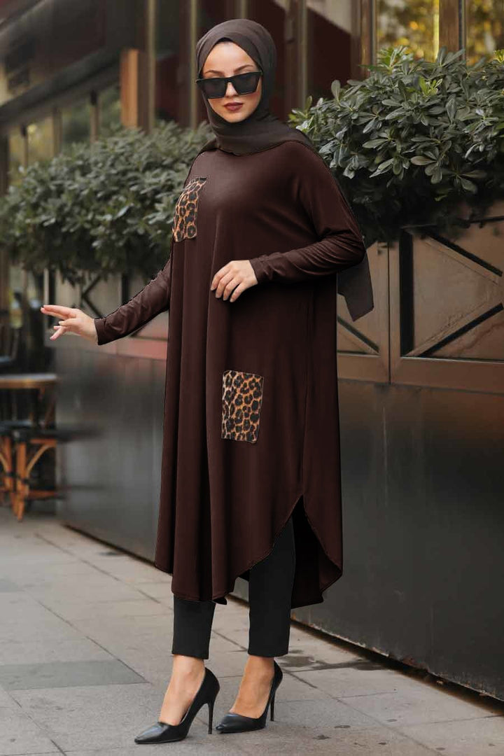 Brown Pocket Style Full Sleeves Stylish Abaya