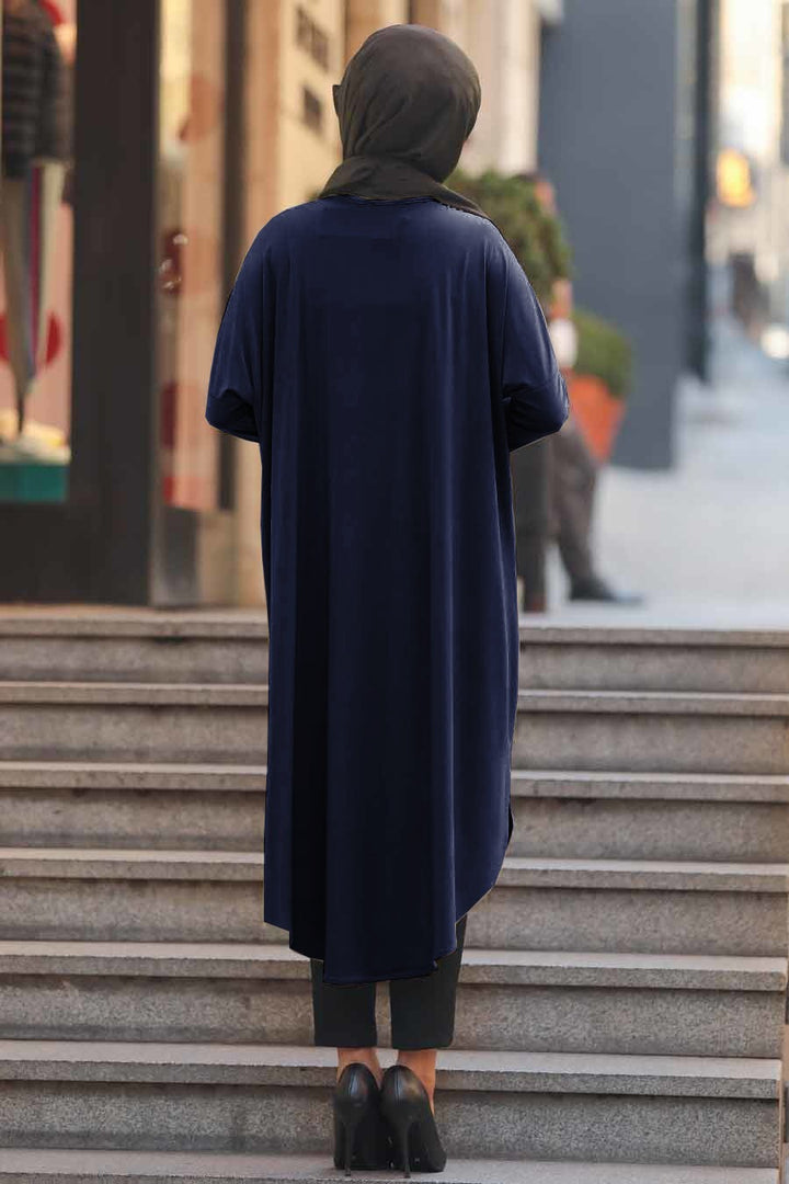 Navy Blue Pocket Style Full Sleeves Stylish Abaya