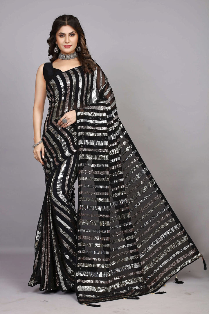 New Designer Bollywood Sequence Embroidery work party wear saree collection