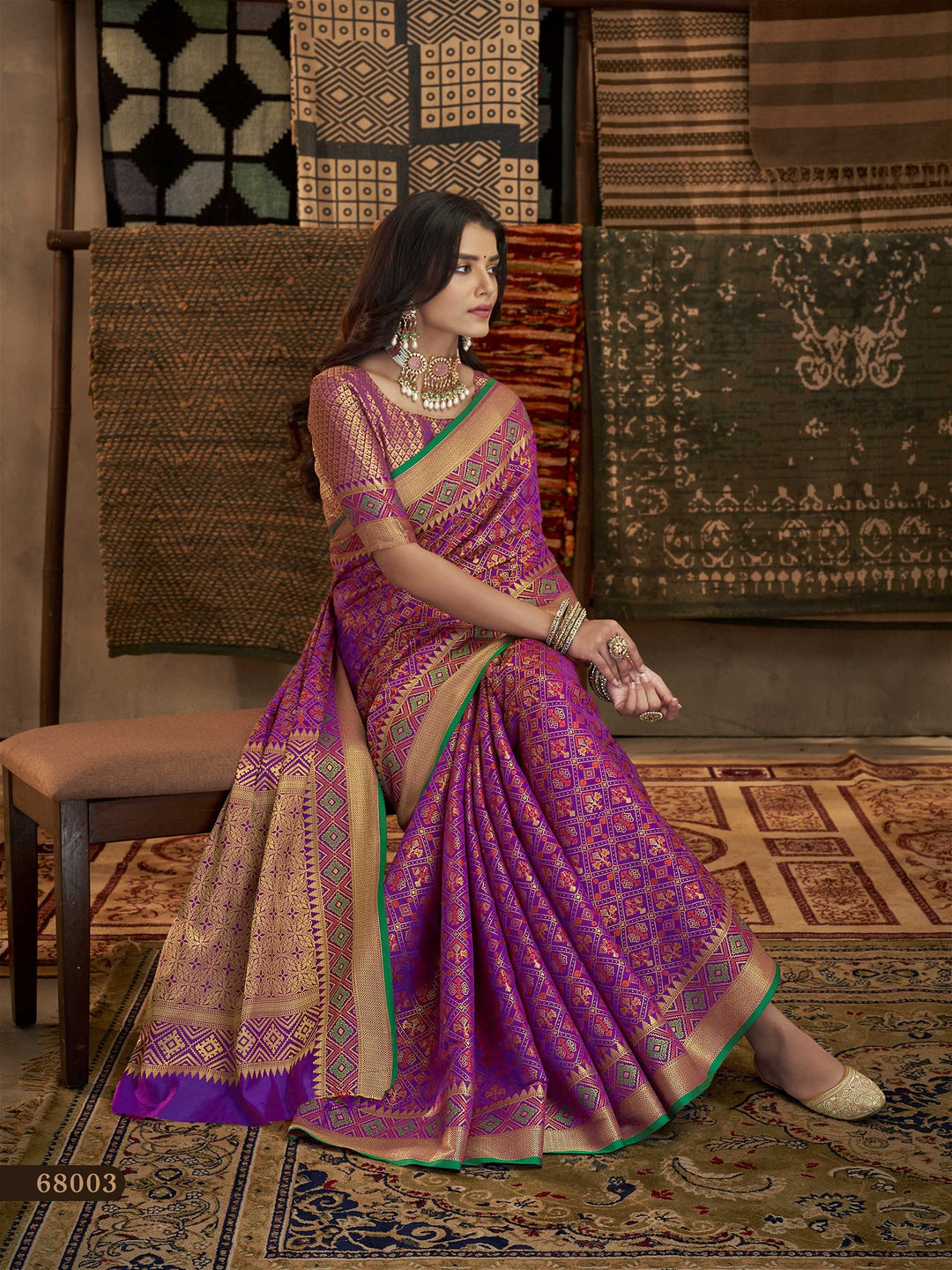 Beautiful Purple Banarasi Patola Silk Saree